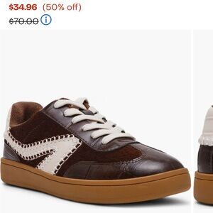 DV by Dolce Vita Brown Leather Sneakers with Cream Accent